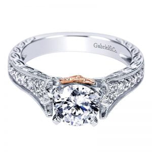 14k White and Pink Gold Diamond Straight Engagement Ring ER4080T44JJ