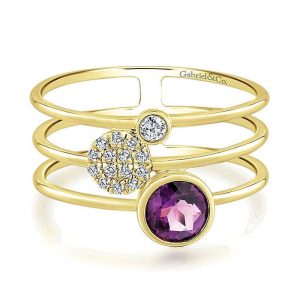 14k Yellow and White Gold Diamond Amethyst Fashion Ladies' Ring LR51055Y45AM