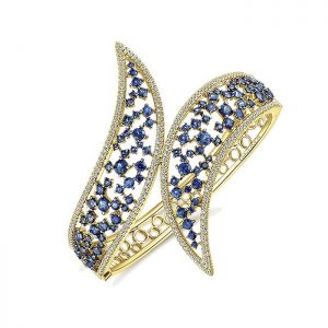 14k Yellow and White Gold Diamond And Sapphire Bangle BG3996Y45SA