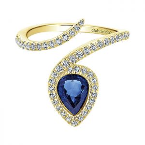 14k Yellow and White Gold Diamond And Sapphire Fashion Ladies' Ring LR51188Y45SA