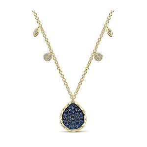 14k Yellow and White Gold Diamond And Sapphire Fashion Necklace NK5202Y45SA