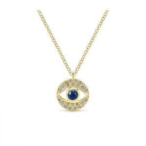 14k Yellow and White Gold Diamond And Sapphire Fashion Necklace NK5203Y45SB