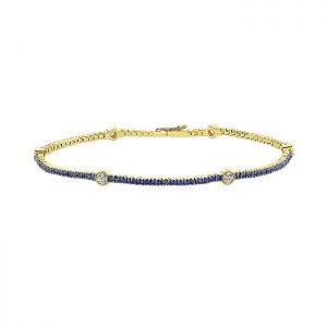 14k Yellow and White Gold Diamond And Sapphire Tennis Bracelet TB4006Y45SA