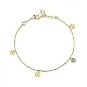 14k Yellow and White Gold Diamond Circle Charm Chain Bracelet TB3961Y45JJ