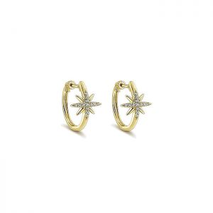 14k Yellow and White Gold Diamond Classic Hoop Earrings EG13073Y45JJ