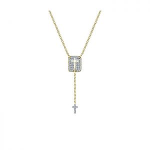 14k Yellow and White Gold Diamond Cross Necklace NK5179Y45JJ