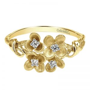 14k Yellow and White Gold Floral Fashion Ladies' Ring LR50555Y45JJ