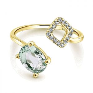 14k Yellow and White Gold Diamond Green Amethyst Fashion Ladies' Ring LR51039Y45GA