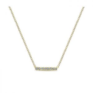 14k Yellow and White Gold Diamond Pave Bar Necklace NK5422Y45JJ