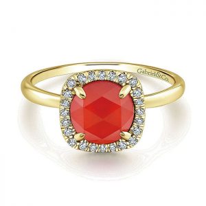 14k Yellow and White Gold Diamond Rock Crystal and Red Onyx Fashion Ladies' Ring LR51035Y45XR