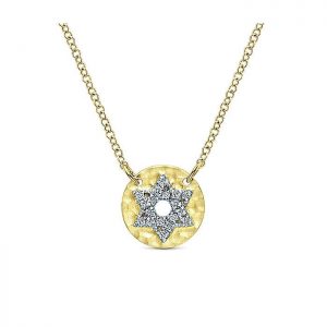 14k Yellow and White Gold Diamond Star Of David Necklace NK5181Y45JJ