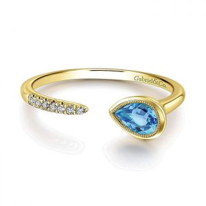 14k Yellow and White Gold Diamond Swiss Blue Topaz Fashion Ladies' Ring LR51049Y45BT