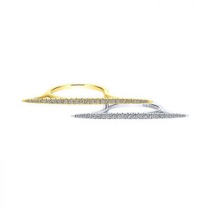 14k Yellow and White Gold Diamond Double Ring Ladies' Ring LR50944M45JJ