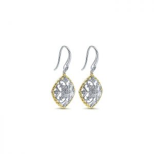 14k Yellow and White Gold Diamond Drop Earrings EG11958M45JJ