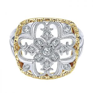 14k Yellow and White Gold Diamond Fashion Ladies' Ring LR50107M45JJ