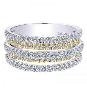 14k Yellow and White Gold Lusso Diamond Wide Band Ladies' Ring LR50892M45JJ