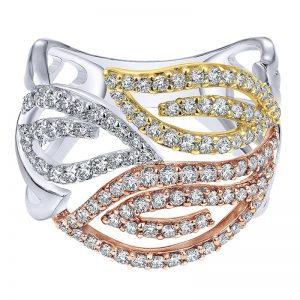 14k Yellow and White Gold Lusso Diamond Wide Band Ladies' Ring LR5197M45JJ