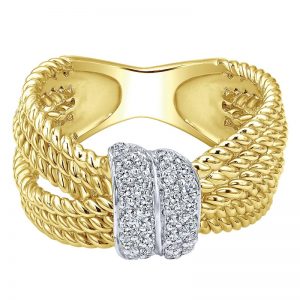 14k Yellow and White Gold Hampton Wide Band Ladies' Ring LR5815M44JJ