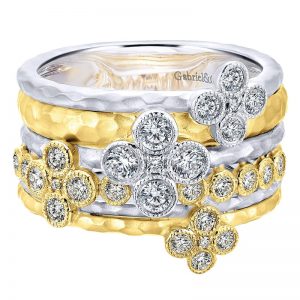 14k Yellow and White Gold Lusso Diamond Wide_band Ladies' Ring LR50723M45JJ