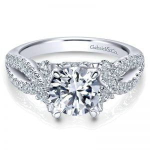 18K White Gold Diamond Criss Cross 18K White Gold Engagement Ring ER12187R6W84Jj