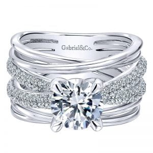 18k White Gold Diamond Criss Cross Engagement Ring ER12356R6W84JJ