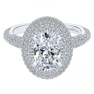 18k White Gold Diamond Double Halo Engagement Ring ER13444O6W84JJ