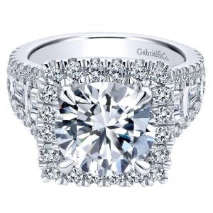 18K White Gold Diamond Halo 18K White Gold Engagement Ring ER12230W84Jj