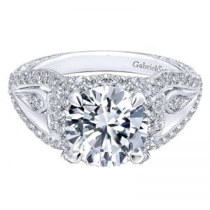 18K White Gold Diamond Halo 18K White Gold Engagement Ring ER12237R6W84Jj