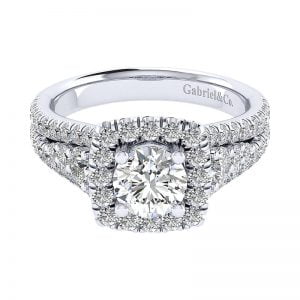 18k White Gold Diamond Halo Engagement Ring ER12963R4W84JJ