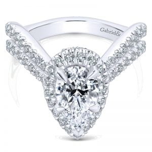 18K White Gold Diamond Halo 18K White Gold Engagement Ring ER13661P6W84Jj