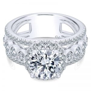 18k White Gold Diamond Halo Engagement Ring ER13680R6W84JJ