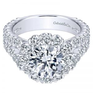 18K White Gold Diamond Halo 18K White Gold Engagement Ring ER8299W84Jj
