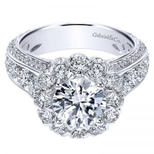 18K White Gold Diamond Halo 18K White Gold Engagement Ring ER8321W84Jj