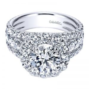 18K White Gold Diamond Halo 18K White Gold Engagement Ring ER8322W84Jj