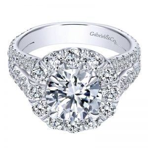 18K White Gold Diamond Halo 18K White Gold Engagement Ring ER8326W84Jj