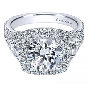 18K White Gold Diamond Halo 18K White Gold Engagement Ring ER8328W84Jj