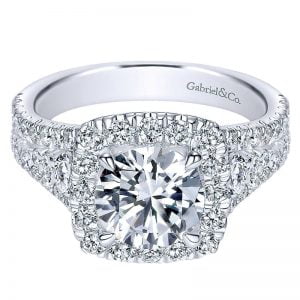 18K White Gold Diamond Halo 18K White Gold Engagement Ring ER8333W84Jj