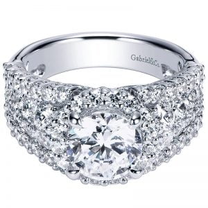 18K White Gold Diamond Halo 18K White Gold Engagement Ring ER8446W84Jj