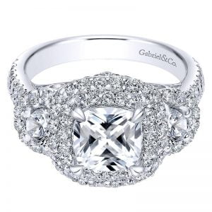 18K White Gold Diamond Halo 18K White Gold Engagement Ring ER8470W84Jj