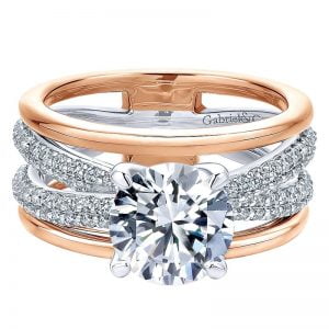 18K White and Pink Gold Diamond Split Shank Two-Tone Engagement Ring ER12355R6T84Jj