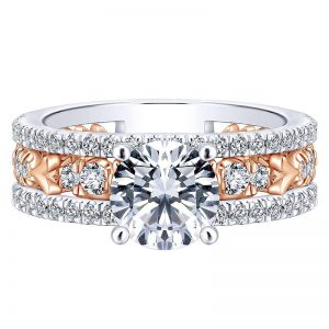 18K White and Pink Gold Diamond Straight Two-Tone Engagement Ring ER12192R4T84Jj