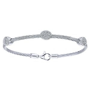 925 Silver/stainless Steel Diamond Bracelet BG2834MX5JJ