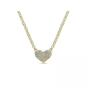14k Yellow and White Gold Petite Pave Diamond Heart Fashion Gaby Necklace NK5450Y45JJ