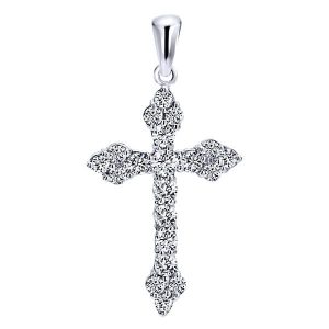 14k White Gold Diamond Cross Cross Pendant PC412W45JJ