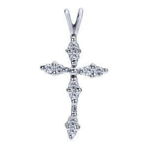 14k White Gold Diamond Cross Cross Pendant PC434W45JJ