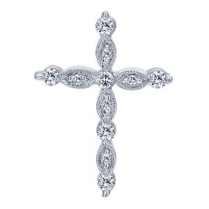 14k White Gold Diamond Cross Cross Pendant PC531W45JJ