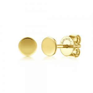 14K Yellow Gold Plain Earrings