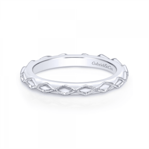 925 Sterling Silver Zig Zag Detail Stackable Ring