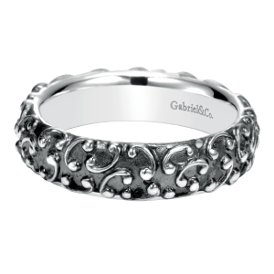 925 Sterling Silver Swirling Design Oxidized Band