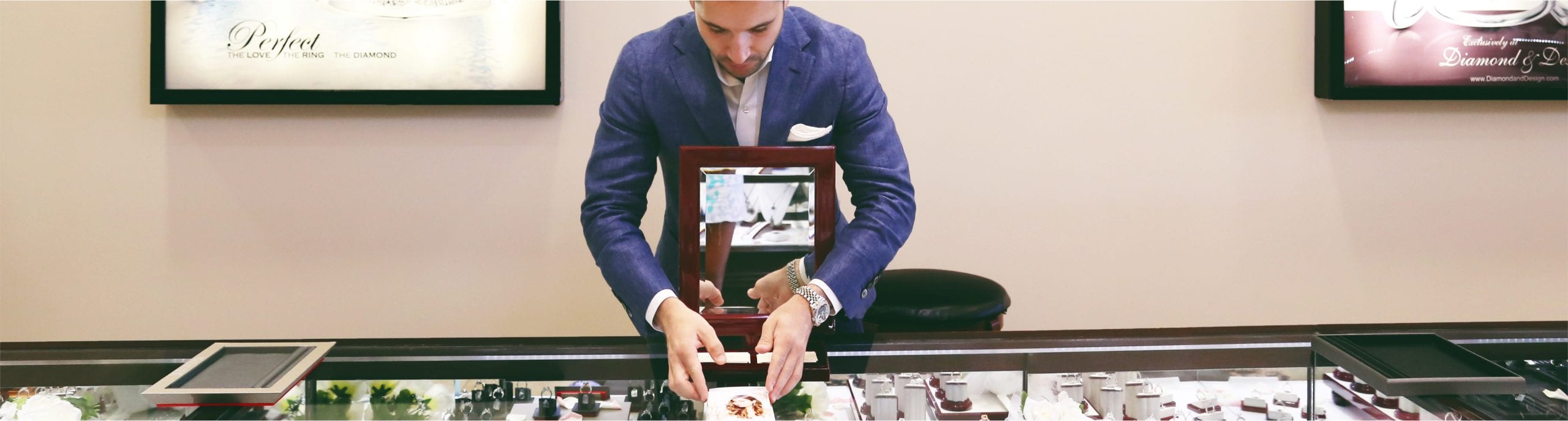 Man at jewelry counter